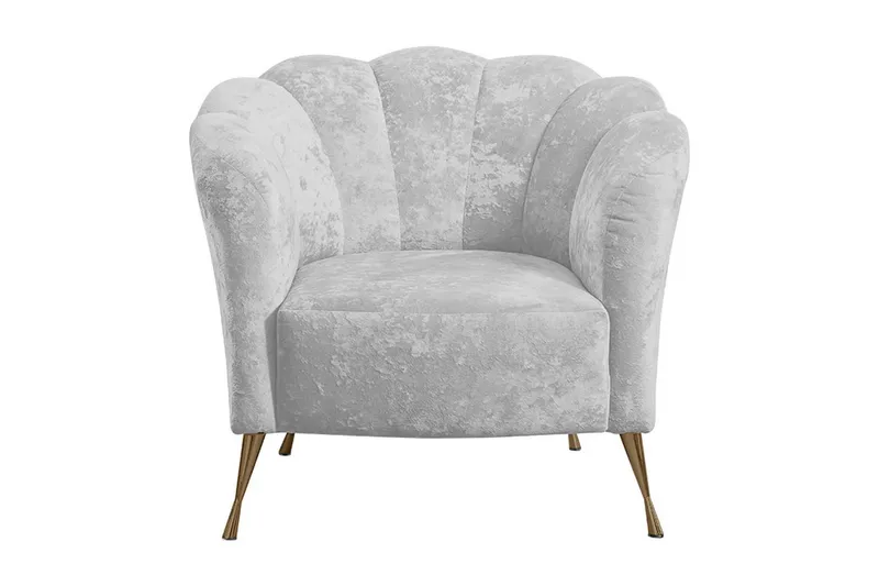 Adrial Lenestol - Fløyel/Hvit/Gull - Møbler - Stoler & lenestoler - Lenestoler