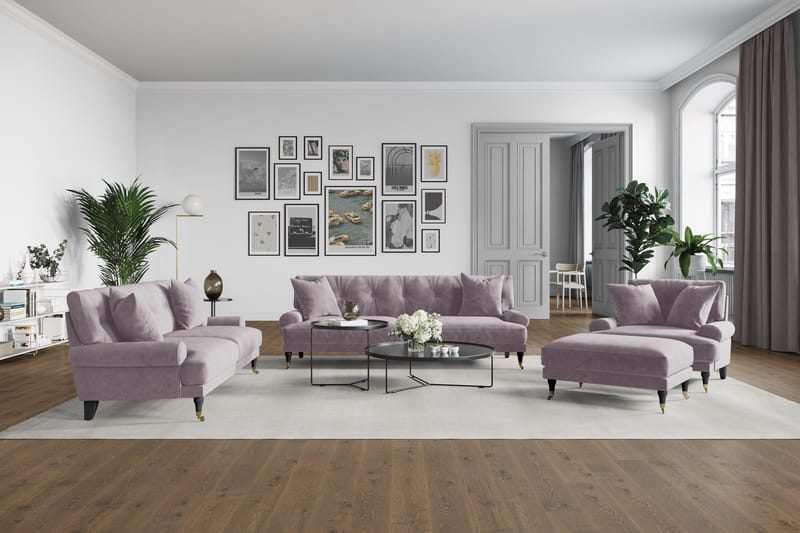 Andrew Loveseat Fløyel - Lilla/Messing - Møbler - Stoler & lenestoler - Lenestoler