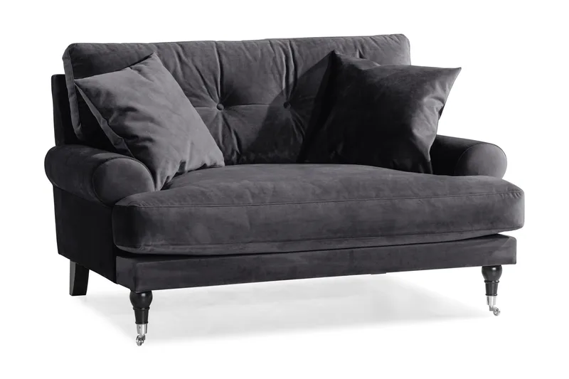 Andrew Loveseat Fløyel, Mørkegrå/Krom