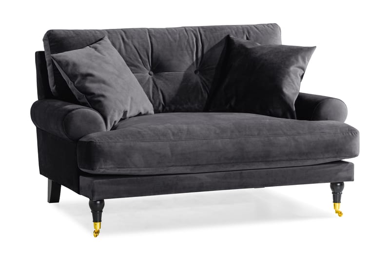 Andrew Loveseat Fløyel - Mørkegrå/Messing - Møbler - Stoler & lenestoler - Lenestoler