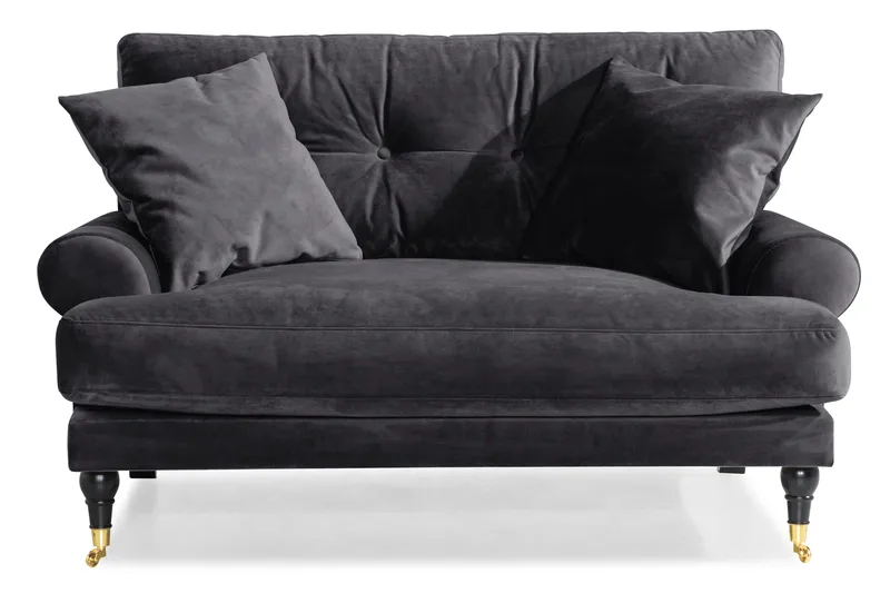 Andrew Loveseat Fløyel - Mørkegrå/Messing - Møbler - Stoler & lenestoler - Lenestoler