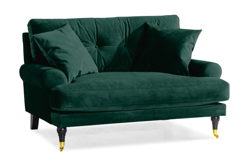 Andrew Loveseat Fløyel, Mørkegrønn/Messing