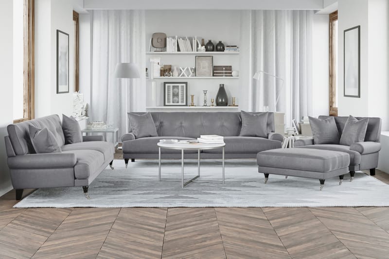 Andrew Loveseat Fløyel - Sølvgrå/Krom - Møbler - Stoler & lenestoler - Lenestoler