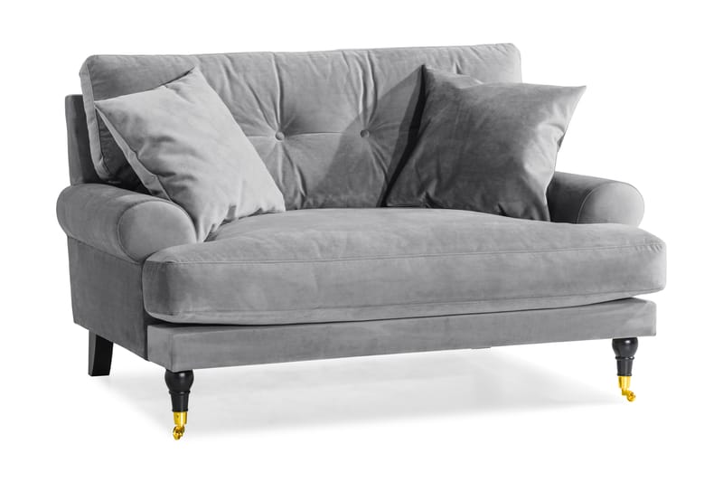 Andrew Loveseat Fløyel - Sølvgrå/Messing - Møbler - Stoler & lenestoler - Lenestoler