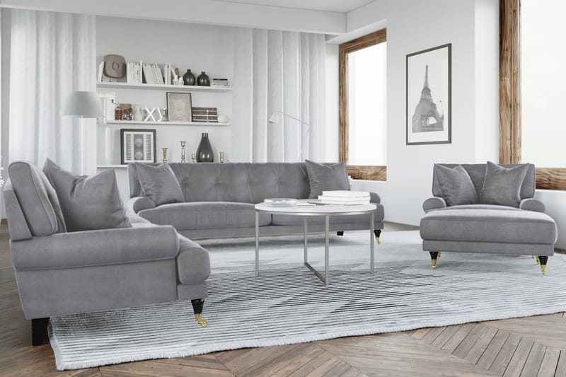 Andrew Loveseat Fløyel - Sølvgrå/Messing - Møbler - Stoler & lenestoler - Lenestoler