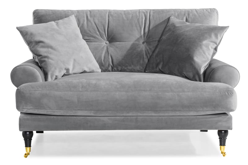 Andrew Loveseat Fløyel - Sølvgrå/Messing - Møbler - Stoler & lenestoler - Lenestoler