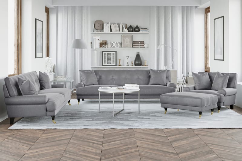 Andrew Loveseat Fløyel - Sølvgrå/Messing - Møbler - Stoler & lenestoler - Lenestoler