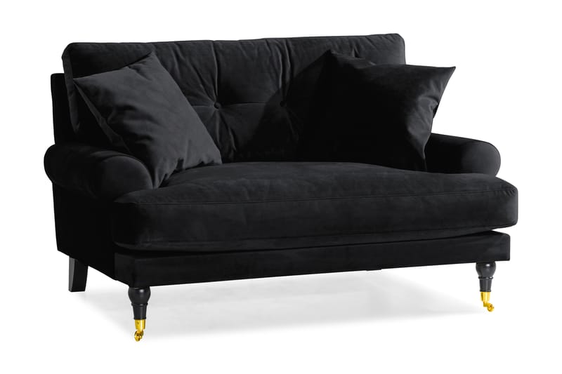 Andrew Loveseat Fløyel - Svart/Messing - Lenestoler