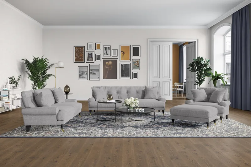 Andrew Loveseat - Lysegrå/Messing - Møbler - Stoler & lenestoler - Lenestoler