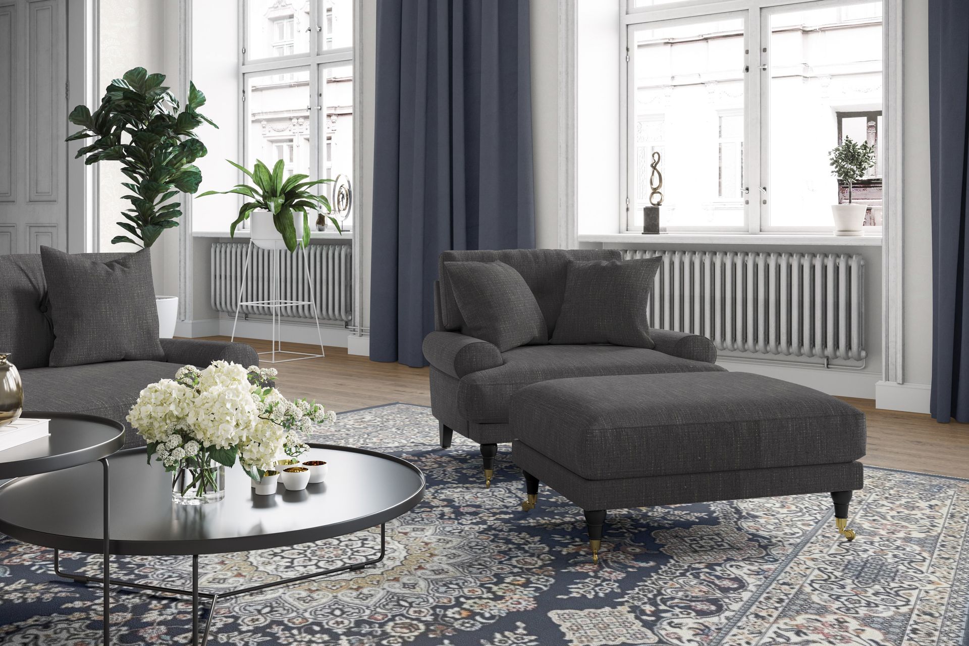 Andrew Loveseat - Mørkegrå/Messing - Møbler - Stoler & lenestoler - Lenestoler