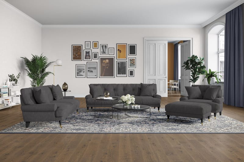 Andrew Loveseat - Mørkegrå/Messing - Møbler - Stoler & lenestoler - Lenestoler