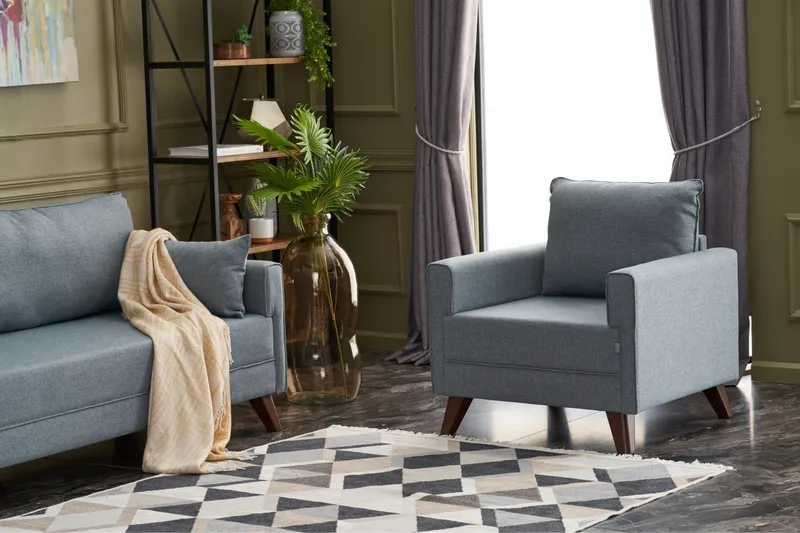 Antigua Lenestol - Blå/Natur - Møbler - Stoler & lenestoler - Lenestoler