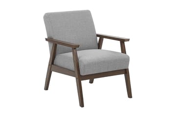 Asnes Retro Stofflenestol med Treben i Valnøttutseende - Grå - Møbler - Stoler & lenestoler - Lenestoler