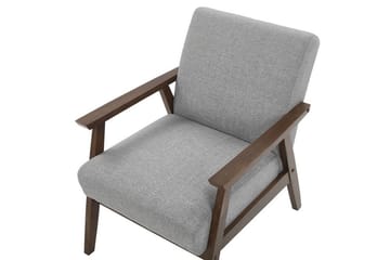 Asnes Retro Stofflenestol med Treben i Valnøttutseende - Grå - Møbler - Stoler & lenestoler - Lenestoler