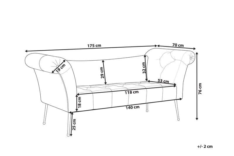 Bethely Sjeselong 175 cm - Gull/Rød - Møbler - Sofaer - Dagsenger