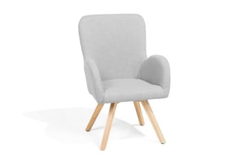Bjarn Moderne Oval Lenestol i Stoff med Treben - Grå - Møbler - Stoler & lenestoler - Lenestoler
