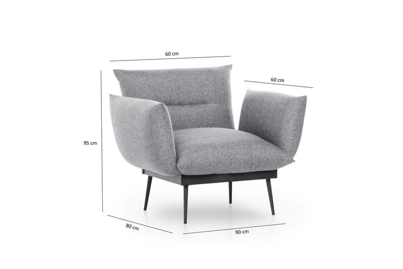 Bramelia Moderne Lenestol i Stoff med Metallben - Grå - Møbler - Stoler & lenestoler - Lenestoler