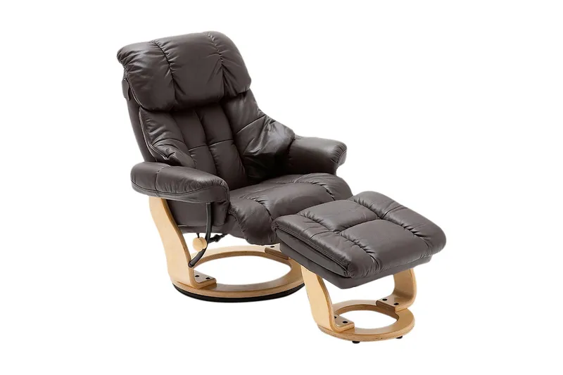 Calgary Lenestol med Fotskammel Natur, Lær/PVC Brun