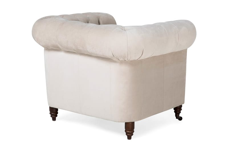 Chesterfield Deluxe Fløyelslenestol - Beige - Møbler - Stoler & lenestoler - Lenestoler - Chesterfield lenestol