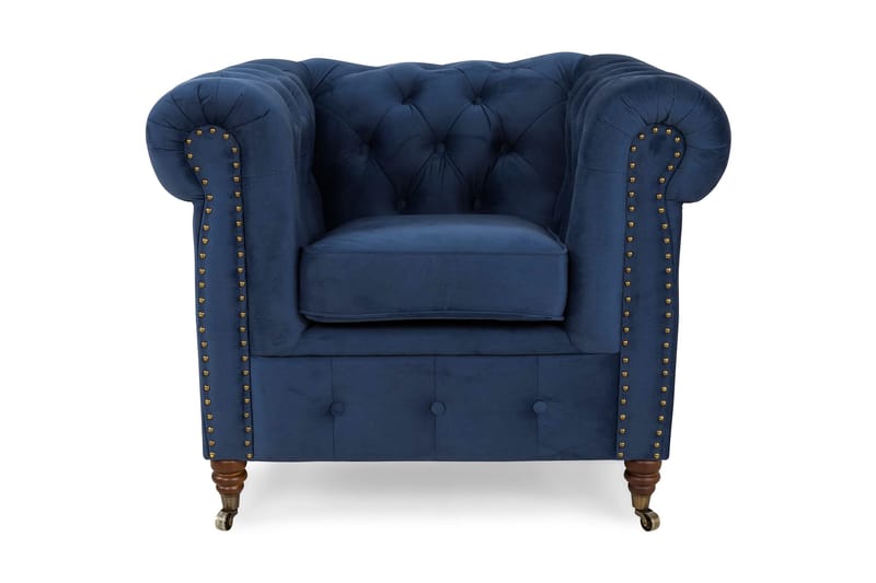 Chesterfield Deluxe Lenestol - Fløyel Petrolblå - Møbler - Stoler & lenestoler - Lenestoler - Chesterfield lenestol
