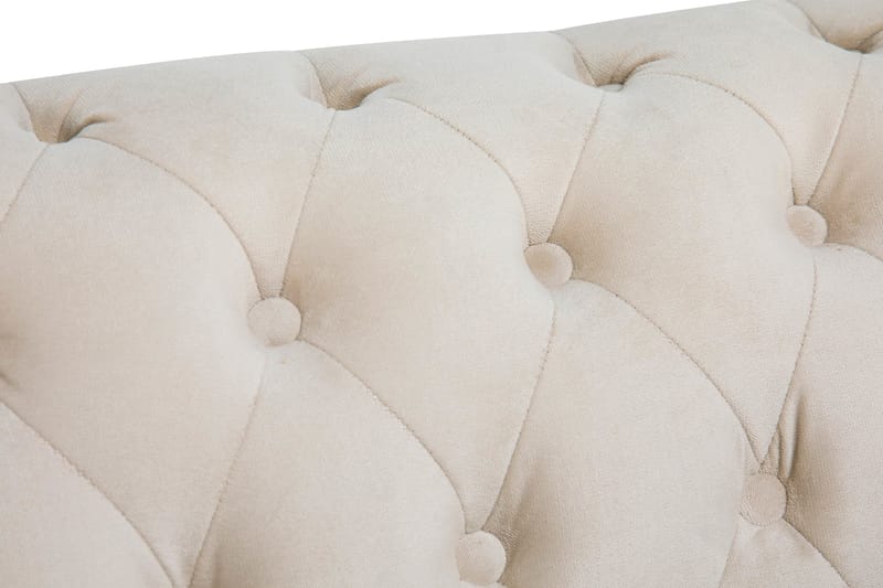 Chesterfield Deluxe Lenestol+Fotskammel - Fløyel Beige - Møbler - Stoler & lenestoler - Lenestoler - Chesterfield lenestol