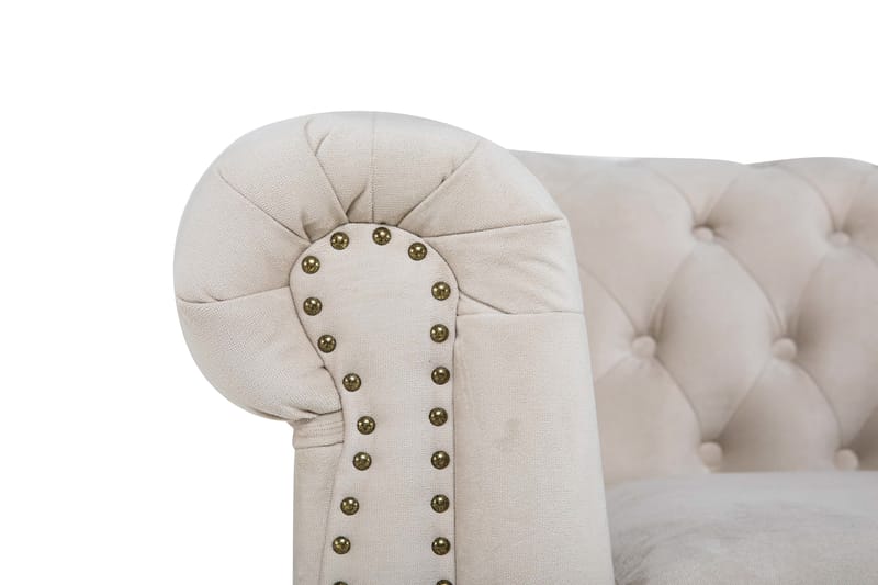 Chesterfield Deluxe Lenestol+Fotskammel - Fløyel Beige - Møbler - Stoler & lenestoler - Lenestoler - Chesterfield lenestol