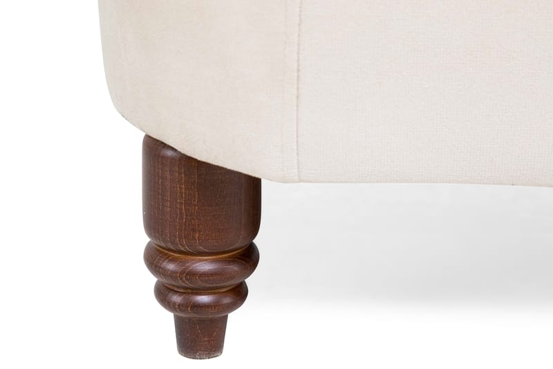 Chesterfield Deluxe Lenestol+Fotskammel - Fløyel Beige - Møbler - Stoler & lenestoler - Lenestoler - Chesterfield lenestol