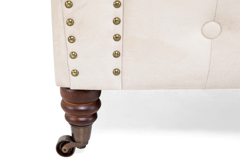 Chesterfield Deluxe Lenestol+Fotskammel - Fløyel Beige - Møbler - Stoler & lenestoler - Lenestoler - Chesterfield lenestol