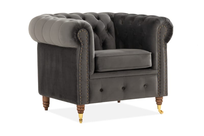 Chesterfield Deluxe Lenestol - Grå - Møbler - Stoler & lenestoler - Lenestoler - Chesterfield lenestol