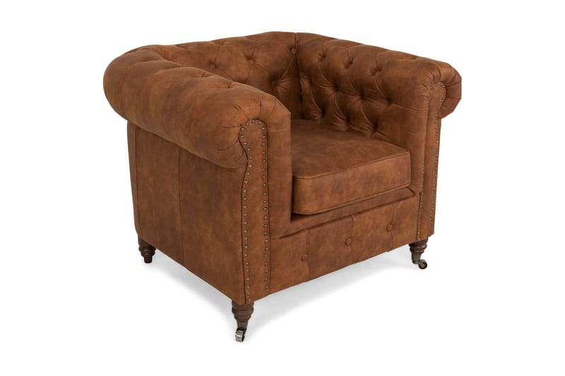 Chesterfield Deluxe Lenestol Vintage - Konjakk - Møbler - Stoler & lenestoler - Lenestoler - Chesterfield lenestol