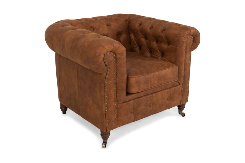 Chesterfield Deluxe Lenestol Vintage - Konjakk - Lenestol skinn - Chesterfield lenestol