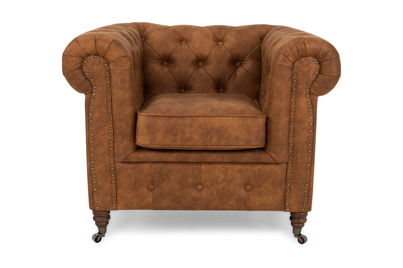 Chesterfield Deluxe Lenestol Vintage - Konjakk - Lenestol skinn - Chesterfield lenestol