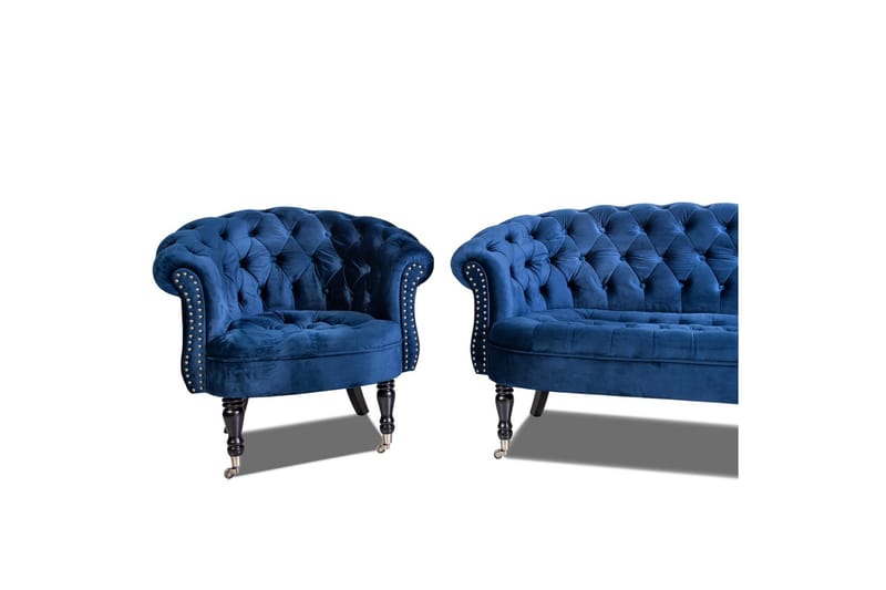 Chesterfield Ludovic Lenestol - Blå - Møbler - Stoler & lenestoler - Lenestoler - Chesterfield lenestol