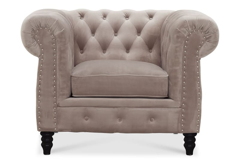 Chesterfield-Lux Lenestol Fløyel Sand - Møbler - Stoler & lenestoler - Lenestoler - Chesterfield lenestol
