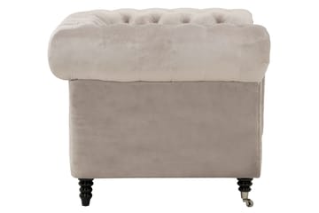 Chesterfield-Lux Lenestol Fløyel Sand - Møbler - Stoler & lenestoler - Lenestoler - Chesterfield lenestol