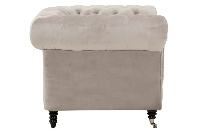 Chesterfield-Lux Lenestol Fløyel Sand - Møbler - Stoler & lenestoler - Lenestoler - Chesterfield lenestol