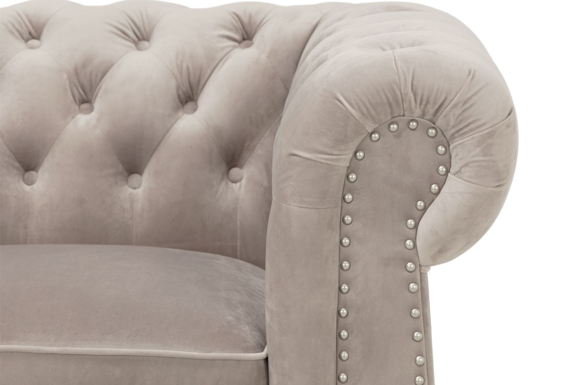 Chesterfield-Lux Lenestol Fløyel Sand - Møbler - Stoler & lenestoler - Lenestoler - Chesterfield lenestol