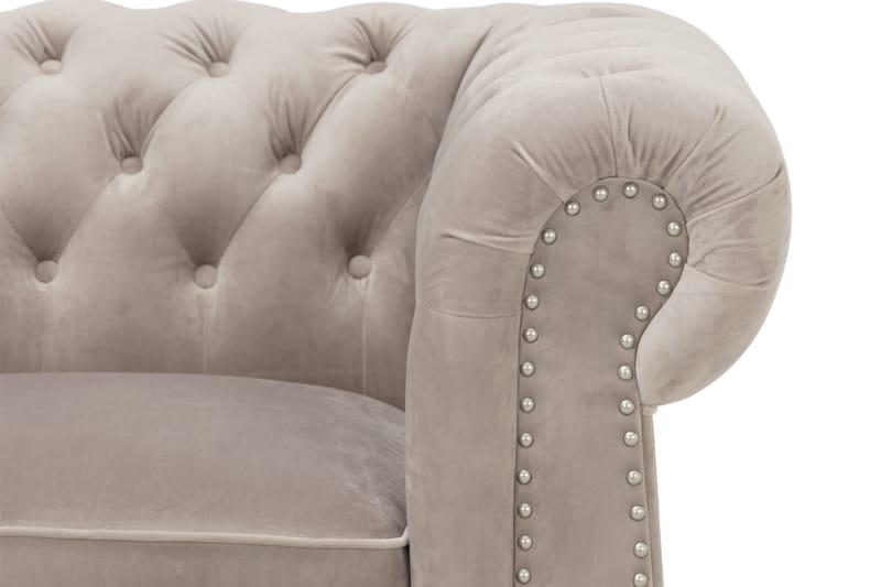 Chesterfield-Lux Lenestol Fløyel Sand - Møbler - Stoler & lenestoler - Lenestoler - Chesterfield lenestol