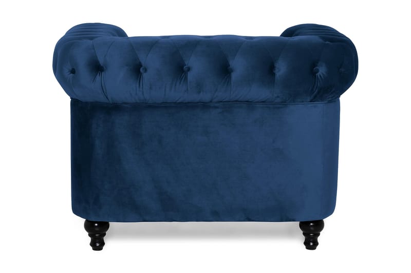 Chesterfield Lyx Stor behagelig dyp fløyelfotøyd – Fotøyd til stue - Blå Fløyel - Møbler - Stoler & lenestoler - Lenestoler - Chesterfield lenestol