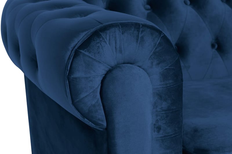 Chesterfield Lyx Stor behagelig dyp fløyelfotøyd – Fotøyd til stue - Blå Fløyel - Møbler - Stoler & lenestoler - Lenestoler - Chesterfield lenestol