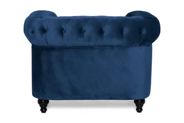 Chesterfield Lyx Stor behagelig dyp fløyelfotøyd – Fotøyd til stue - Blå - Møbler - Stoler & lenestoler - Lenestoler - Chesterfield lenestol