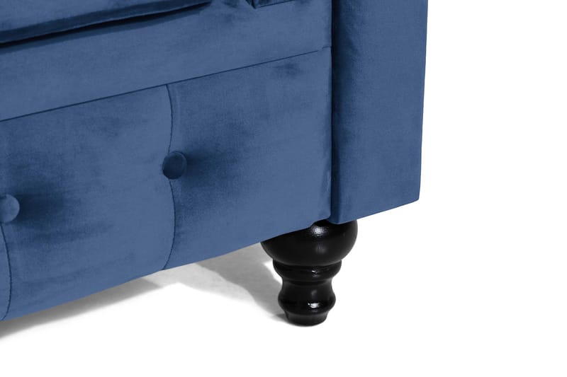 Chesterfield Lyx Stor behagelig dyp fløyelfotøyd – Fotøyd til stue - Blå - Møbler - Stoler & lenestoler - Lenestoler - Chesterfield lenestol