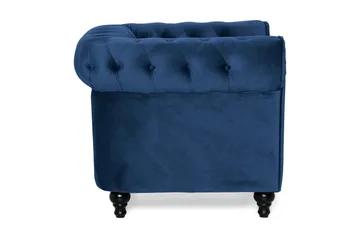 Chesterfield Lyx Stor behagelig dyp fløyelfotøyd – Fotøyd til stue - Blå - Møbler - Stoler & lenestoler - Lenestoler - Chesterfield lenestol