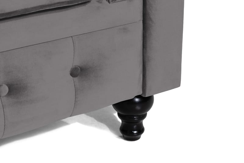 Chesterfield Lyx Stor behagelig dyp fløyelfotøyd – Fotøyd til stue - Mørkegrå Fløyel - Møbler - Stoler & lenestoler - Lenestoler - Chesterfield lenestol