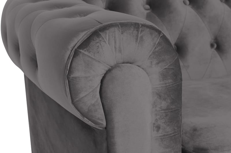 Chesterfield Lyx Stor behagelig dyp fløyelfotøyd – Fotøyd til stue - Mørkegrå Fløyel - Møbler - Stoler & lenestoler - Lenestoler - Chesterfield lenestol