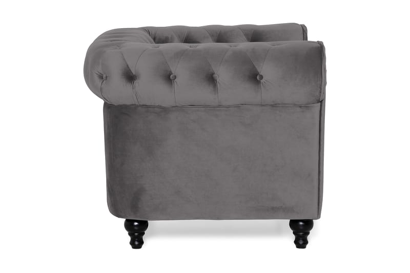 Chesterfield Lyx Stor behagelig dyp fløyelfotøyd – Fotøyd til stue - Mørkegrå Fløyel - Møbler - Stoler & lenestoler - Lenestoler - Chesterfield lenestol