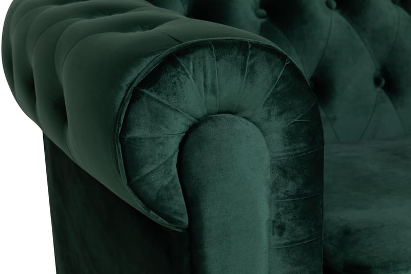 Chesterfield Lyx Stor behagelig dyp fløyelfotøyd – Fotøyd til stue - Mørkegrønn Fløyel - Møbler - Stoler & lenestoler - Lenestoler - Chesterfield lenestol