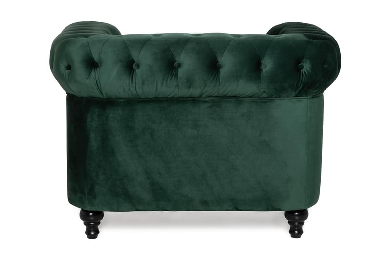 Chesterfield Lyx Stor behagelig dyp fløyelfotøyd – Fotøyd til stue - Mørkegrønn Fløyel - Møbler - Stoler & lenestoler - Lenestoler - Chesterfield lenestol