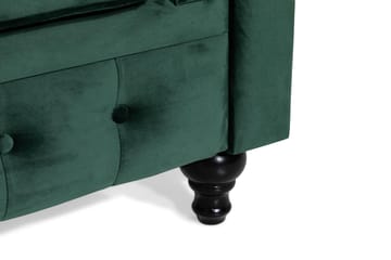 Chesterfield Lyx Stor behagelig dyp fløyelfotøyd – Fotøyd til stue - Mørkegrønn Fløyel - Møbler - Stoler & lenestoler - Lenestoler - Chesterfield lenestol
