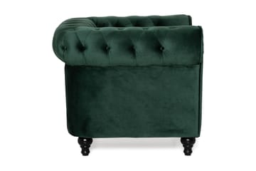 Chesterfield Lyx Stor behagelig dyp fløyelfotøyd – Fotøyd til stue - Mørkegrønn Fløyel - Møbler - Stoler & lenestoler - Lenestoler - Chesterfield lenestol
